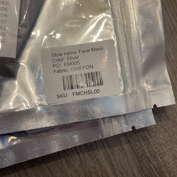 Birdy Grey chiffon face mask in silver (5 available) - Picture 3 of 3